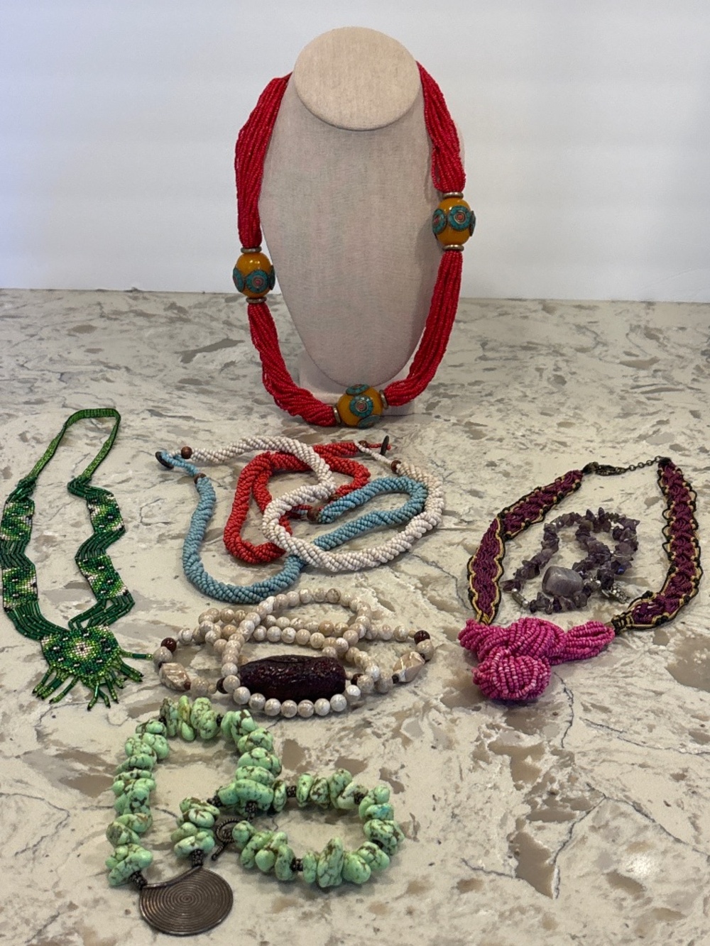 Assortment Of Bohemian Beaded Tribal Statement Necklaces